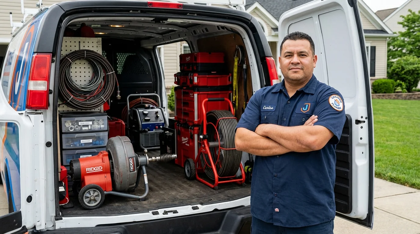 Professional drain cleaning equipment and Johns Plumbing LLC plumber in Electra