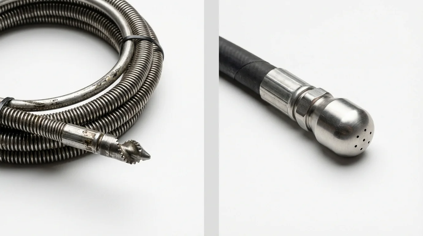 Drain snake cable and hydro jetting nozzle used for drain cleaning in Electra, TX