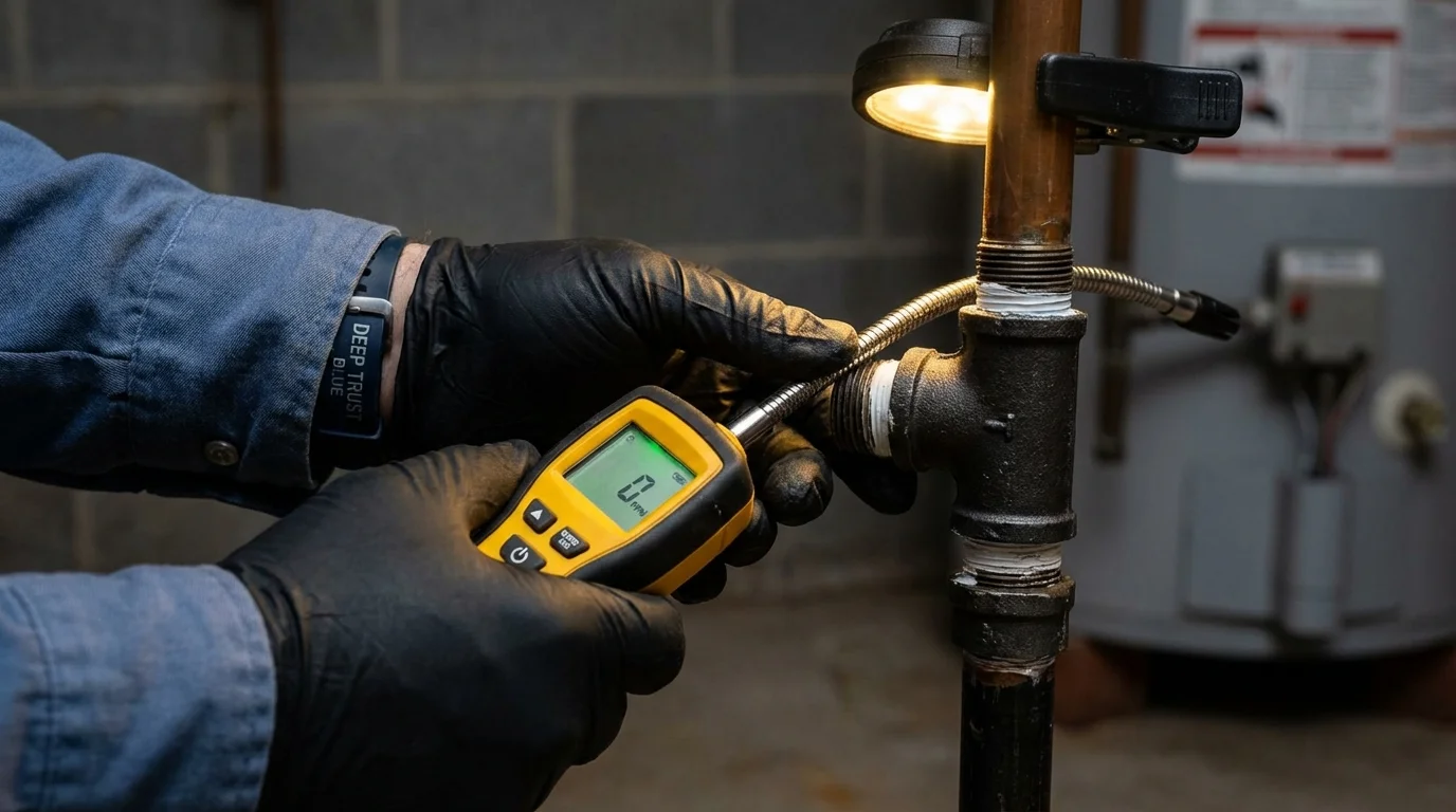 Gas leak detection with electronic sniffer by Johns Plumbing LLC in Electra