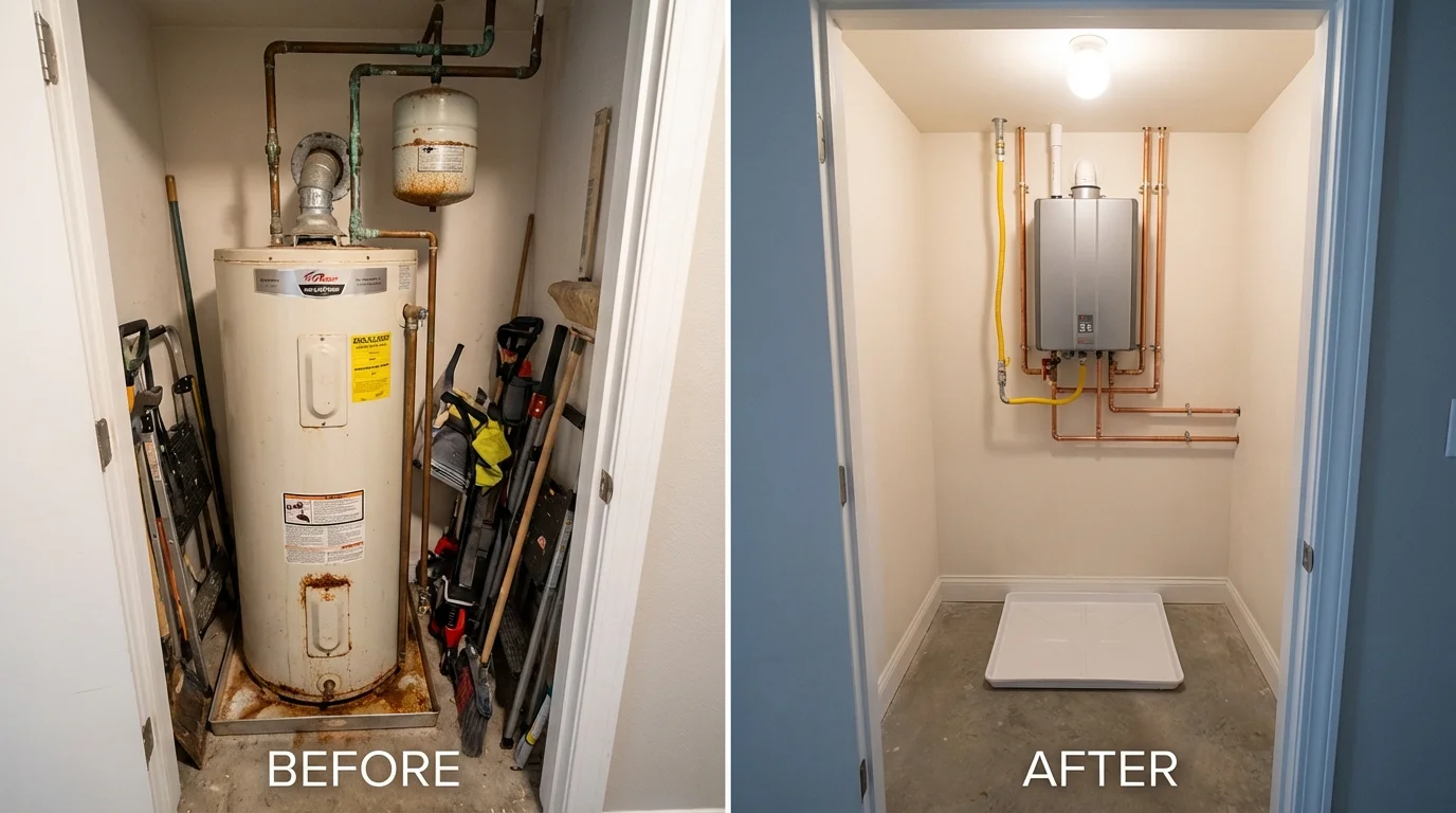 Tank water heater versus wall-mounted tankless unit comparison for Electra, TX homeowners